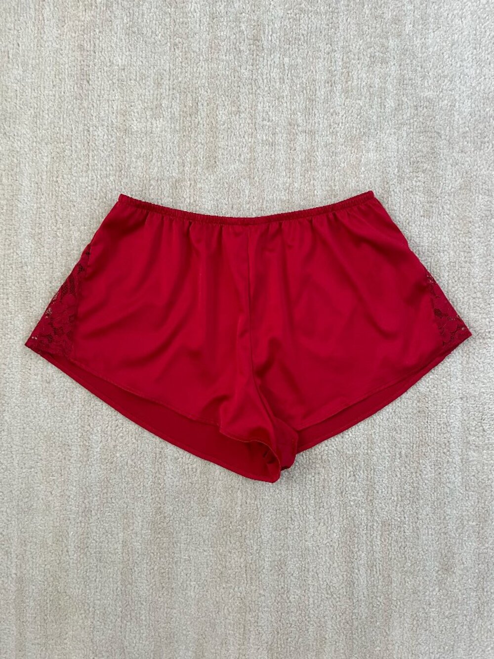 Garage Red Satin Pajama Shorts Lace Side Trim S